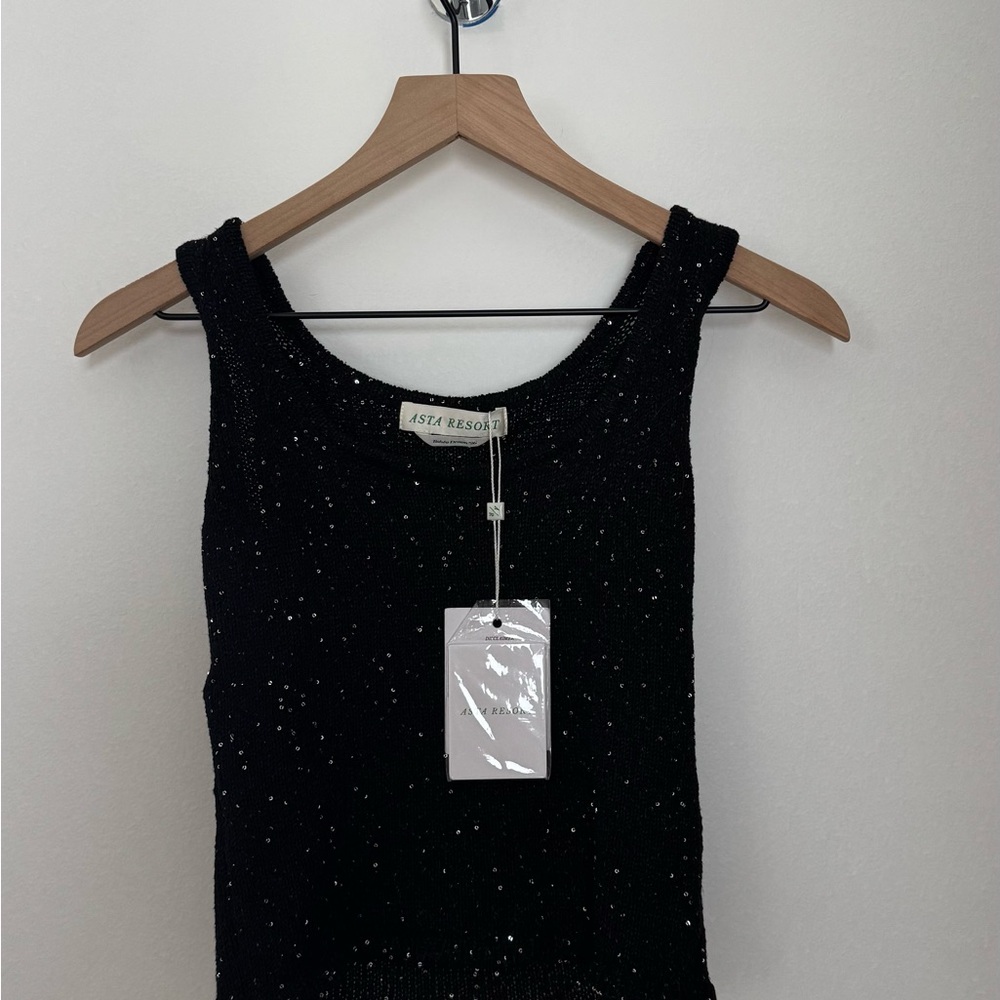 Asta Resort Black Sparkle Knit Tank Top